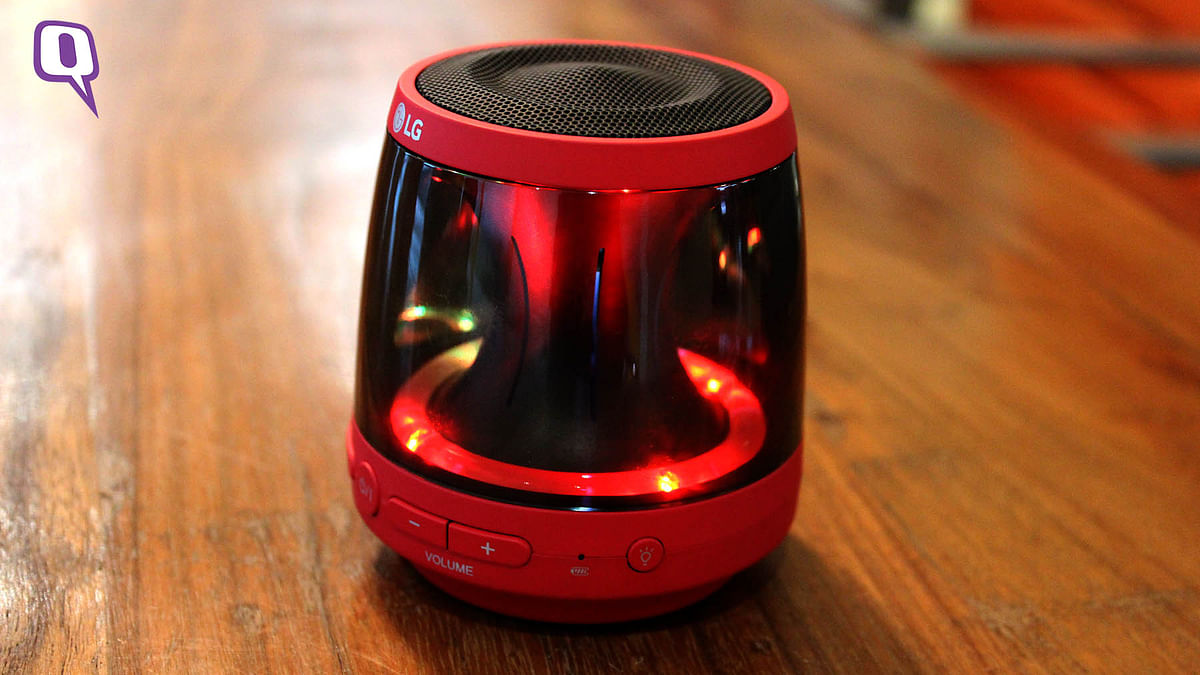 The small-size wireless speaker lets you talk on the phone hands-free as well. 