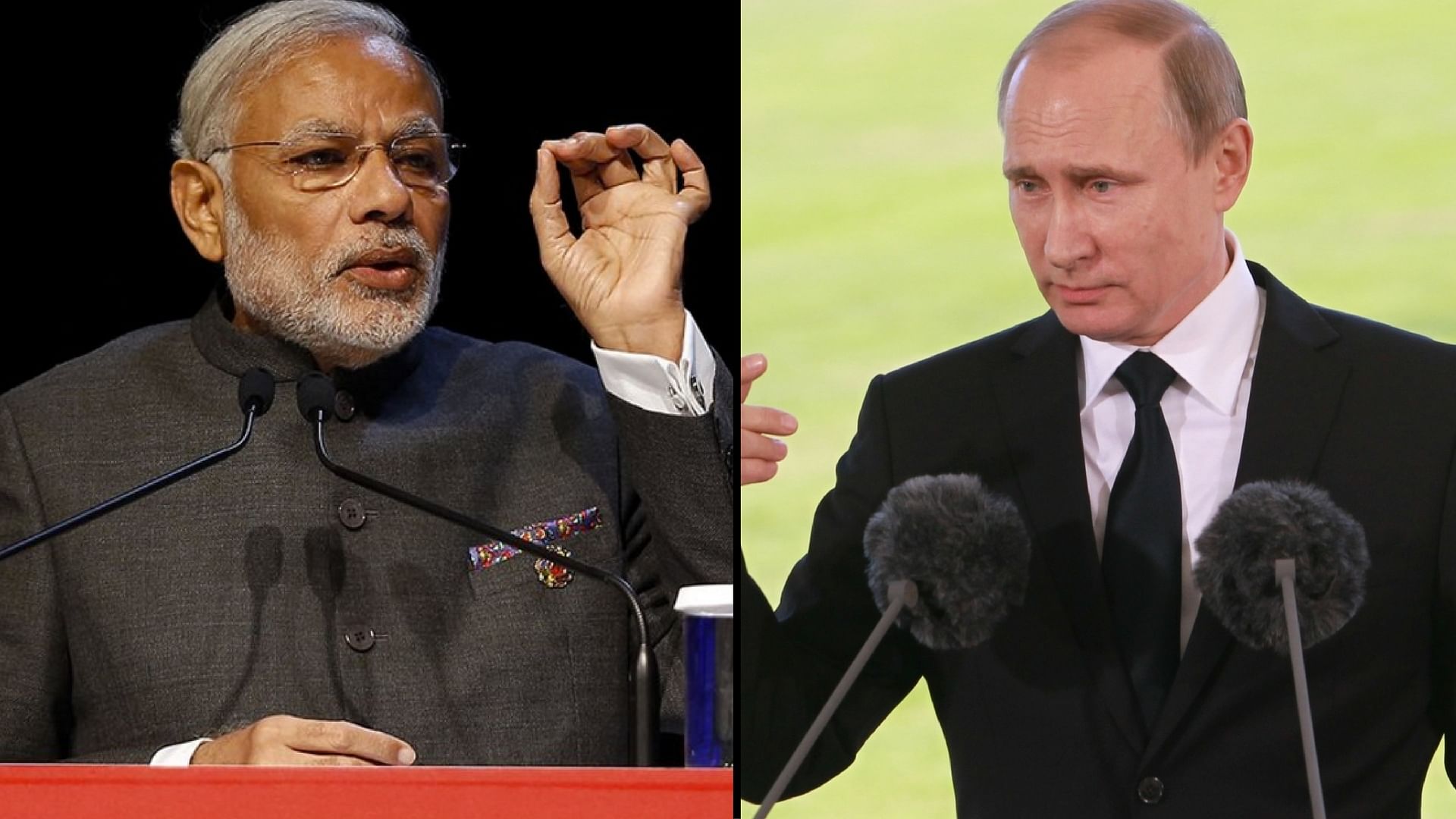 Prime Minister Narendra Modi and Russian President Vladimir Putin. (Photo: <b>The Quint</b>)