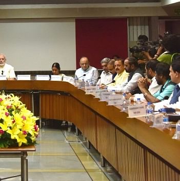 Prime Minister Narendra Modi chairing the all-party meet on the Kashmir unrest. (Photo: IANS)