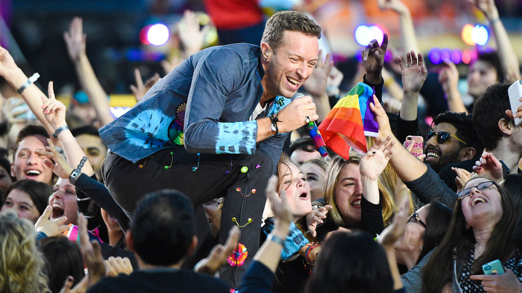 Chris Martin of Coldplay performs during Super Bowl 50 at Levi’s Stadium. (Photo: Reuters)