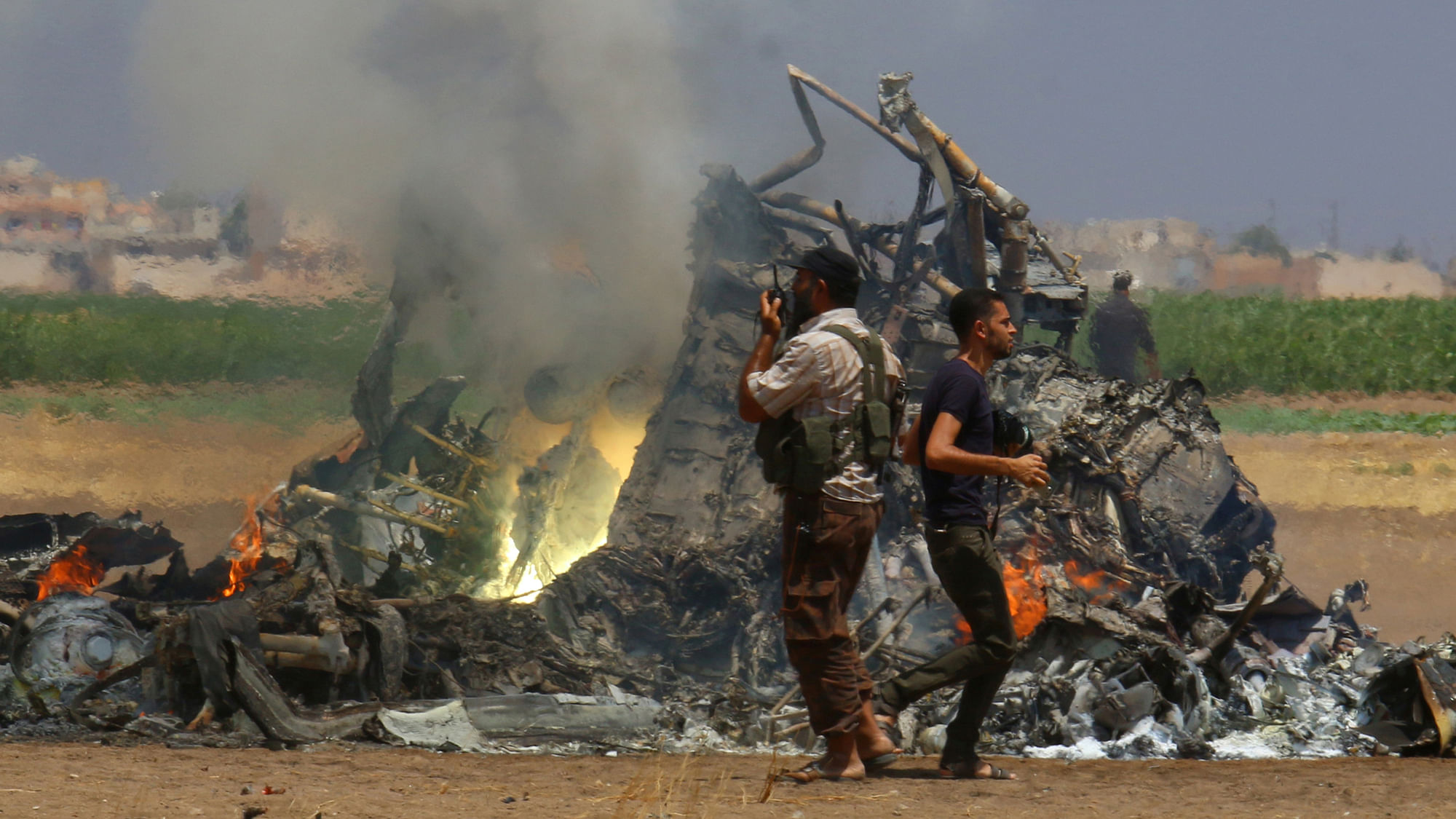 Russian military helicopter was shot down in Syria’s rebel-held Idlib province on Monday killing all five people on board. (Photo: Reuters)