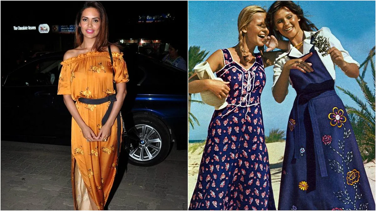 Esha Gupta (left), Prints were a rage in the 70s (Photo Courtesy: Pinterest.com)