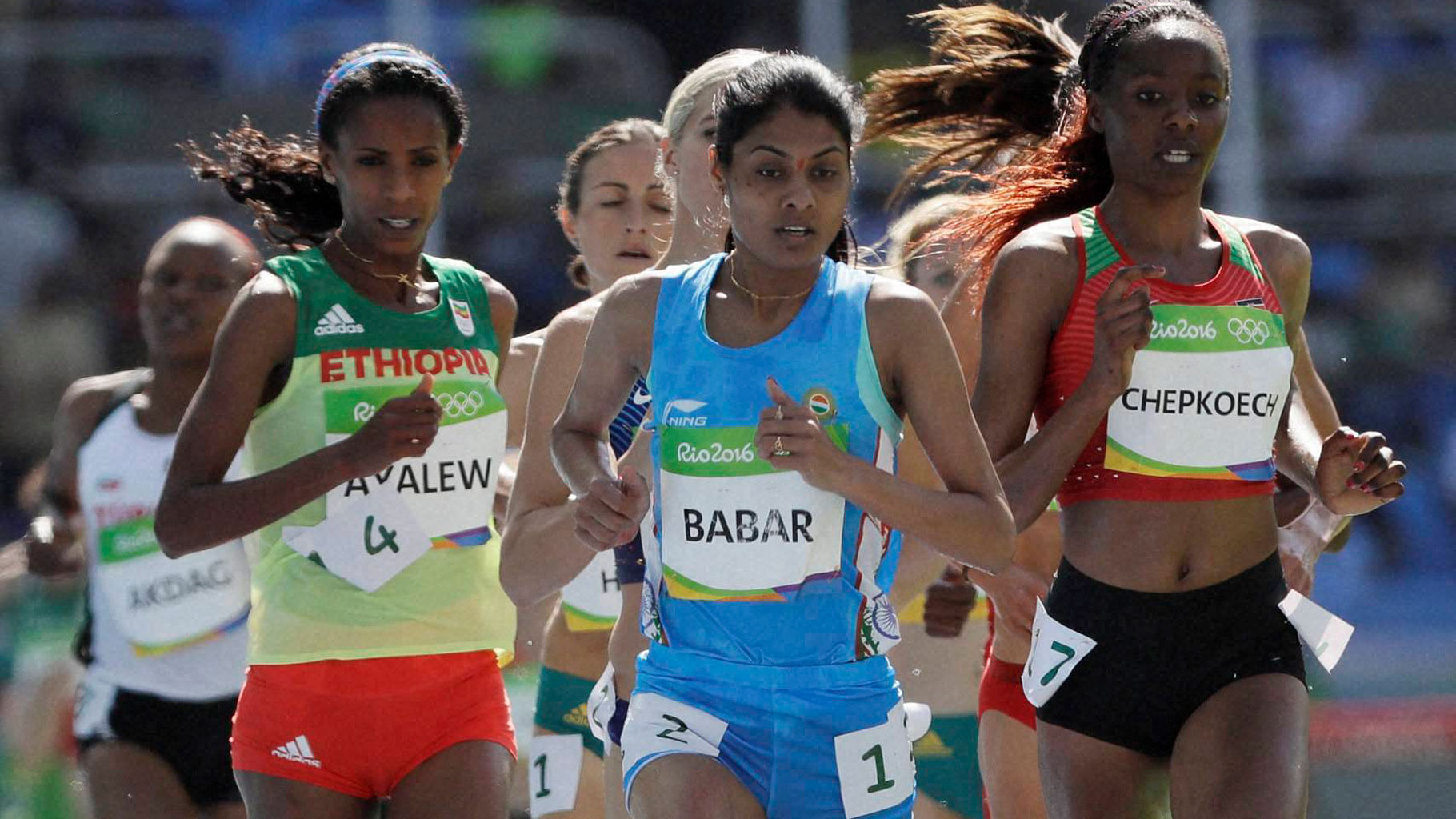 Lalita Babar in action during the 3000m steeplechase final heats. (Photo: AP)