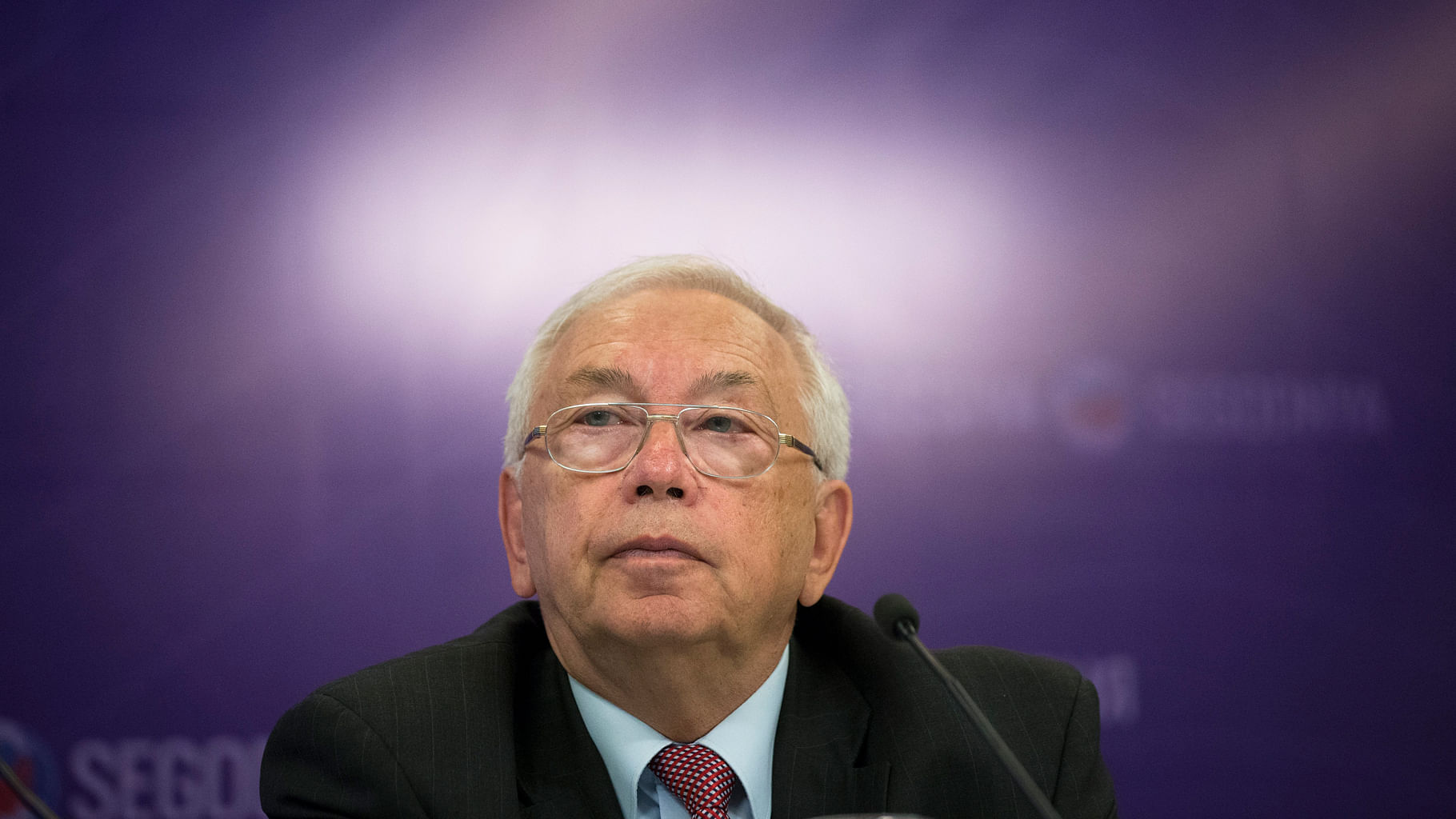  President of the Russian Paralympic Committee Vladimir Lukin speaks at a news conference in Moscow, Russia. (Photo: AP)