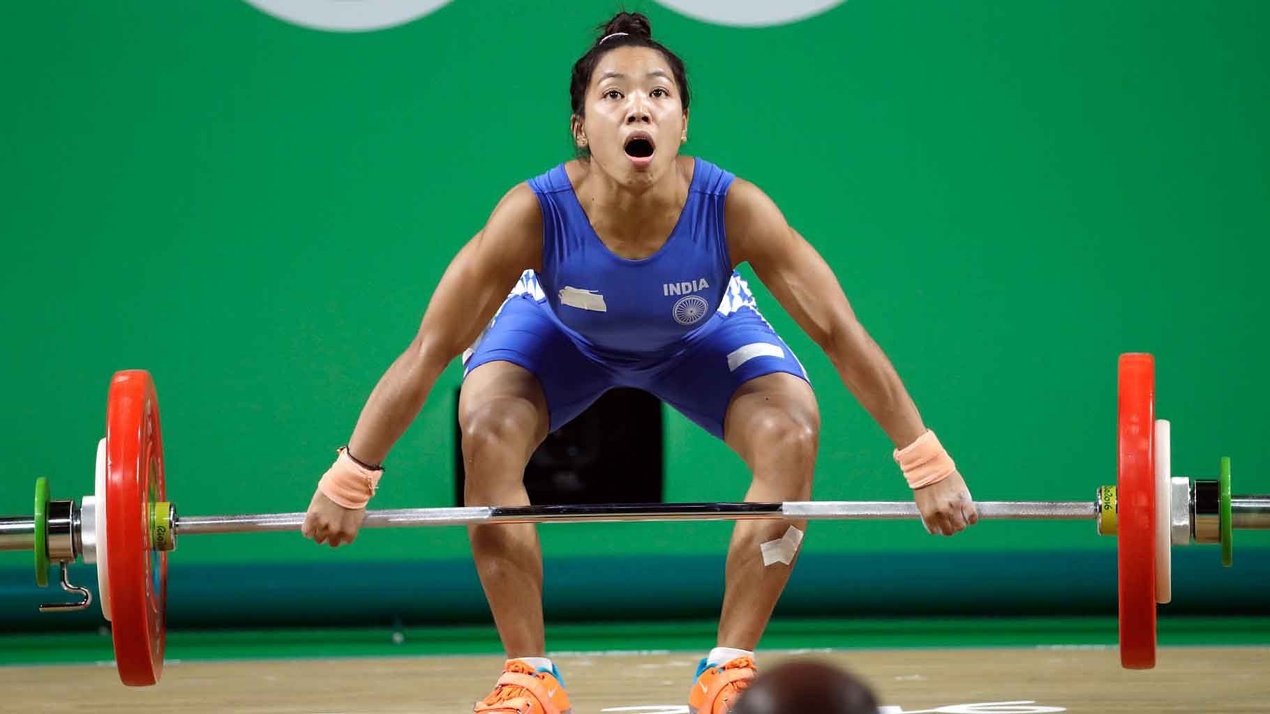 File picture of Indian weightlifter Saikhom Mirabai Chanu in action at the Rio Olympics in 2016.