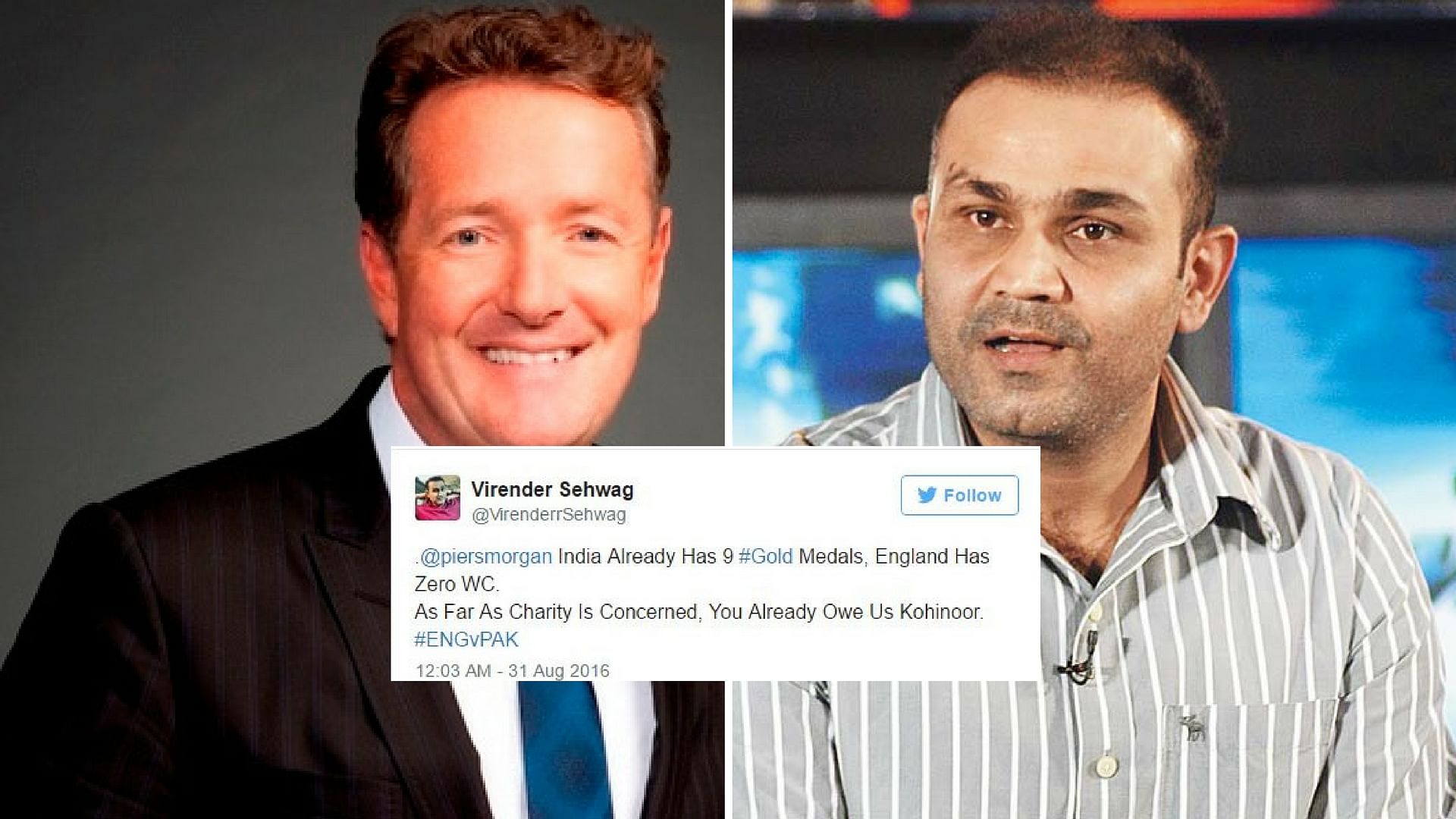 

Piers Morgan decided to make a bet with the former India batsman, but a Sehwag fan had the last laugh. (Photo: <b>The Quint</b>)