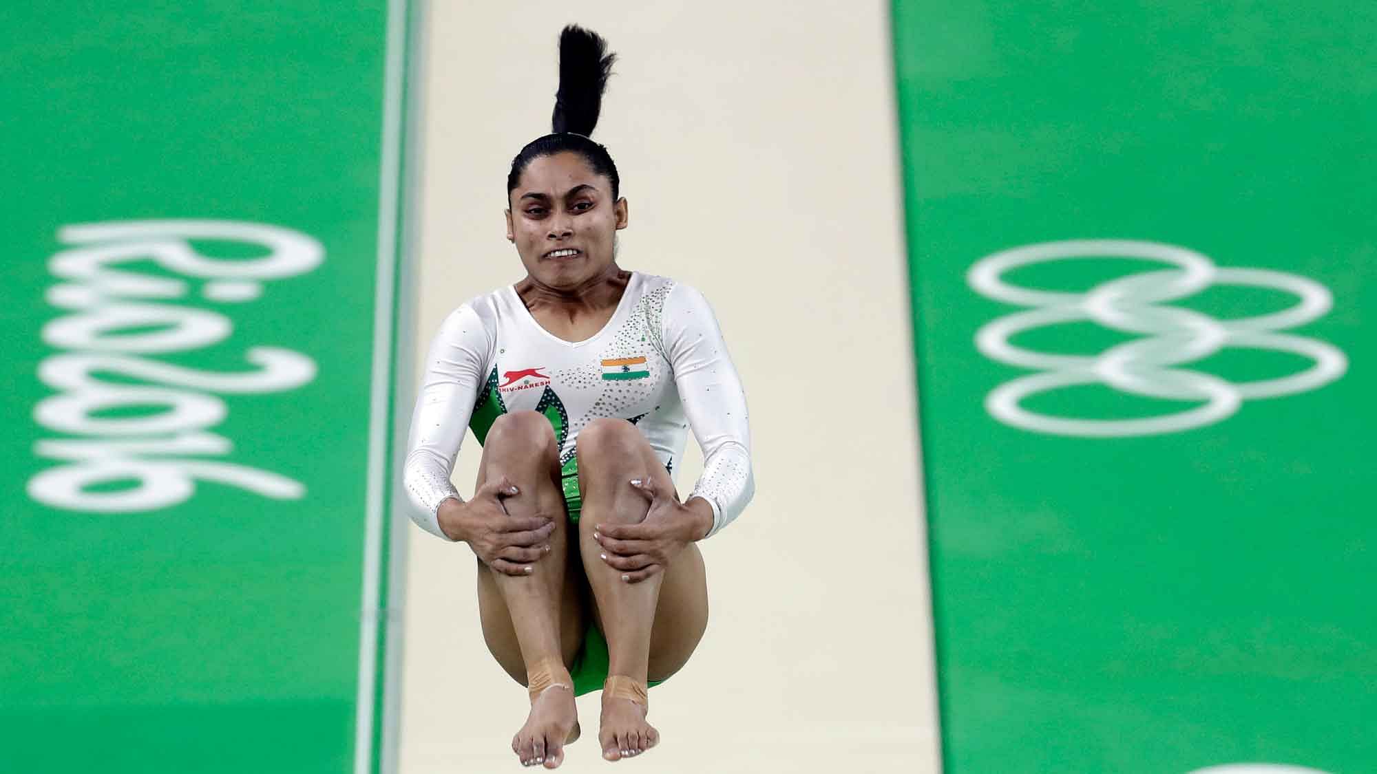 India’s Dipa Karmakar performs on the vault during the artistic gymnastics women’s qualification at the 2016 Summer Olympics. (Photo: AP)