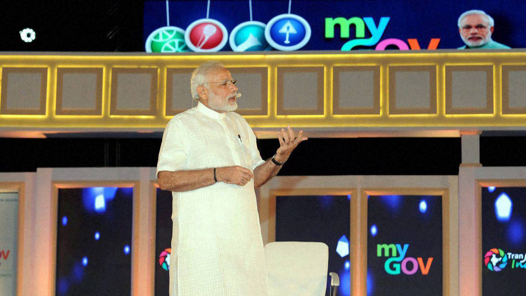 Prime Minister Narendra Modi speaks at the 2nd Year Anniversary celebrations of MyGov, in New Delhi on Saturday. (Photo: PTI)