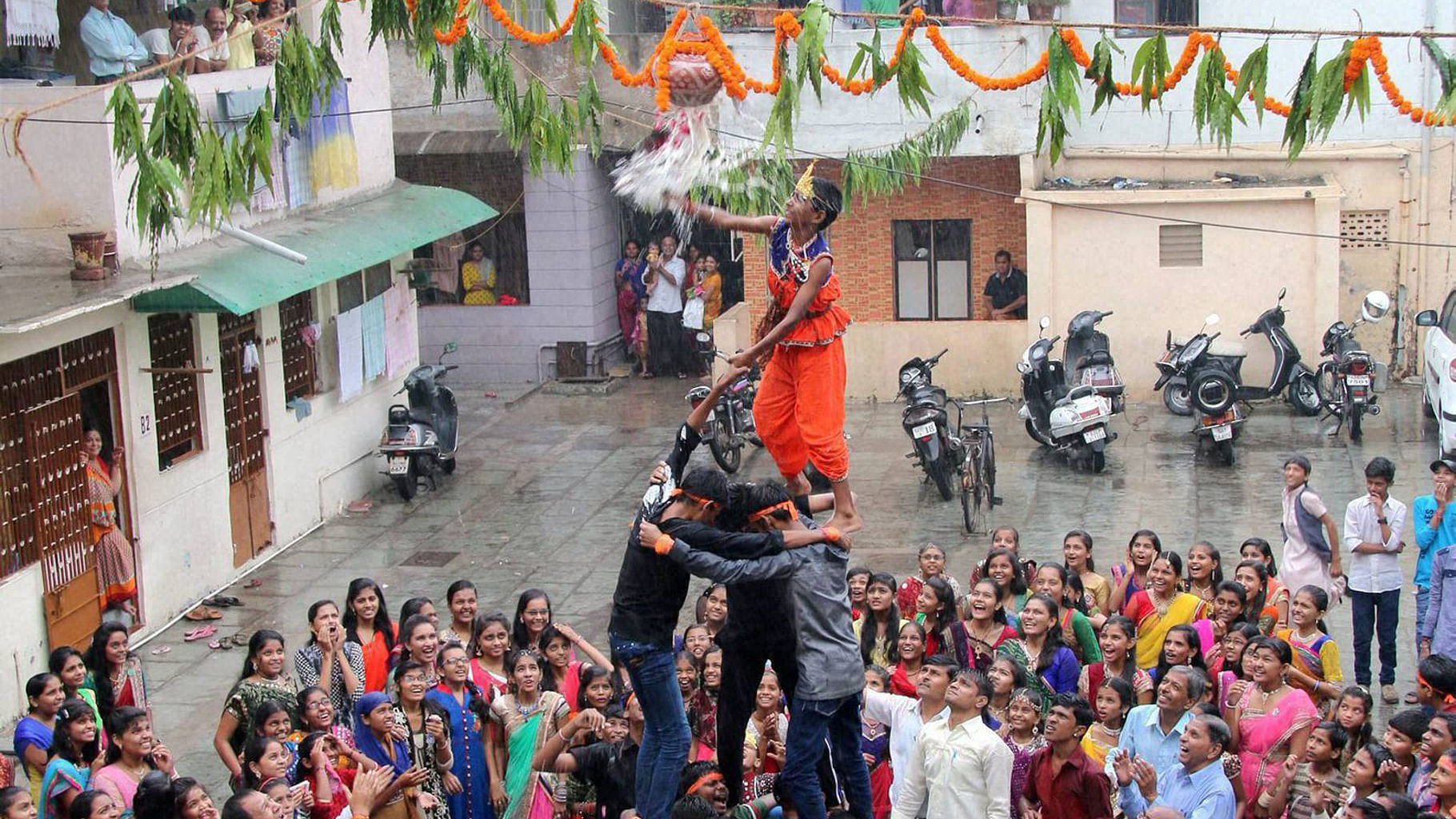 

The Dahi Handi ritual is one of the most popular ones during Janmashtami celebrations. (Photo: PTI)&nbsp;