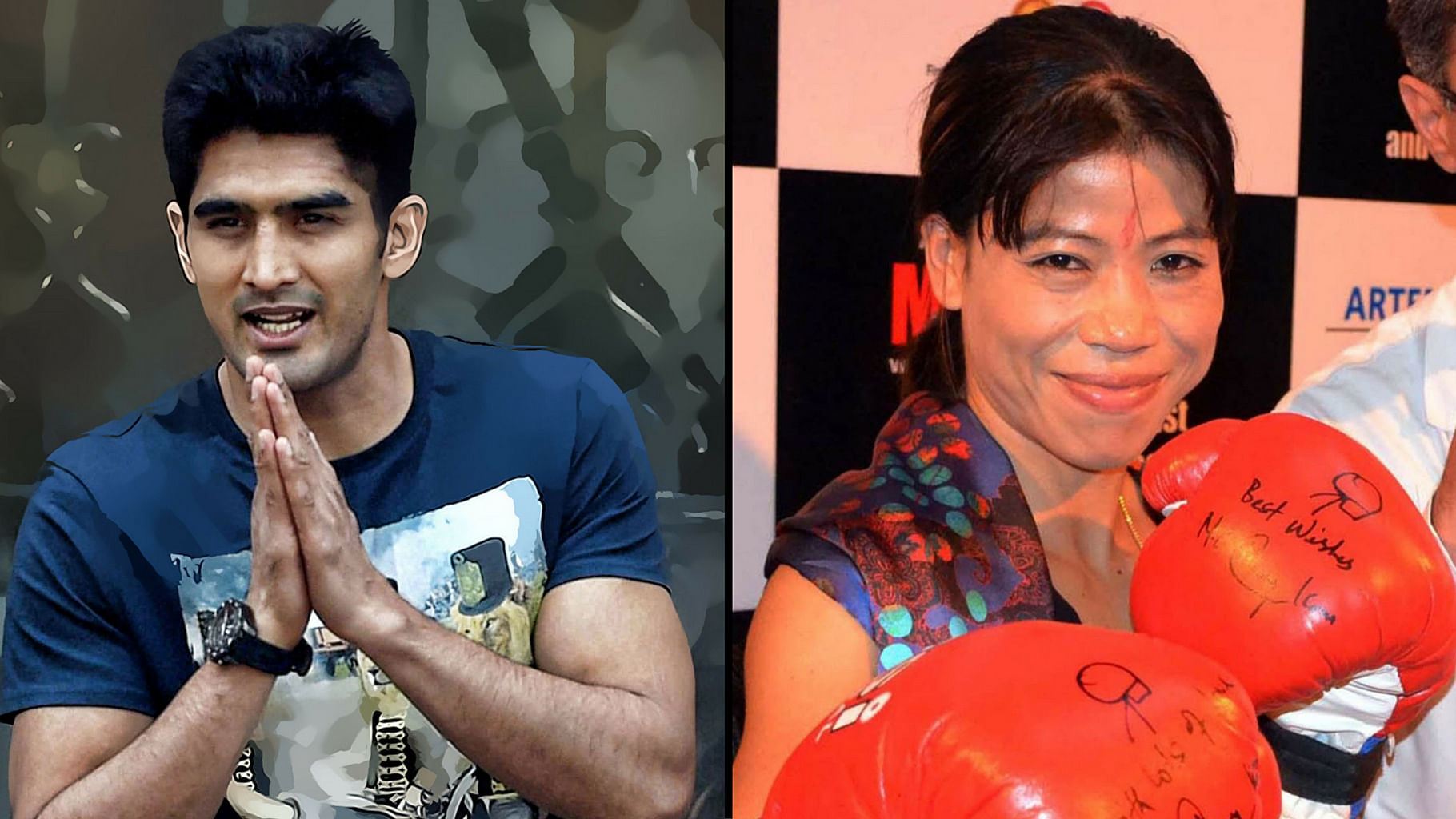 Vijender Singh (L) and MC Mary Kom (R). (Photo: <b>The Quint</b>)