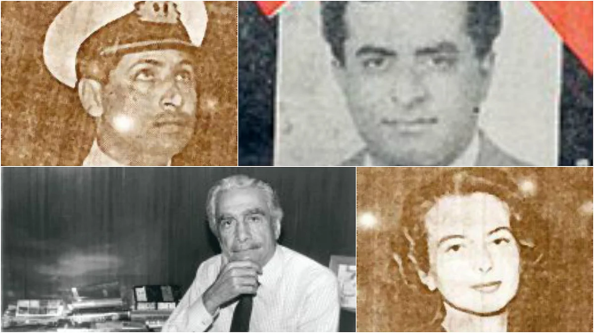 KM Nanavati, Prem Ahuja, Russi Karanjia the editor of the Blitz and Sylivia Nanavati (From left to right clockwise. Photo: Image Altered by The Quint)