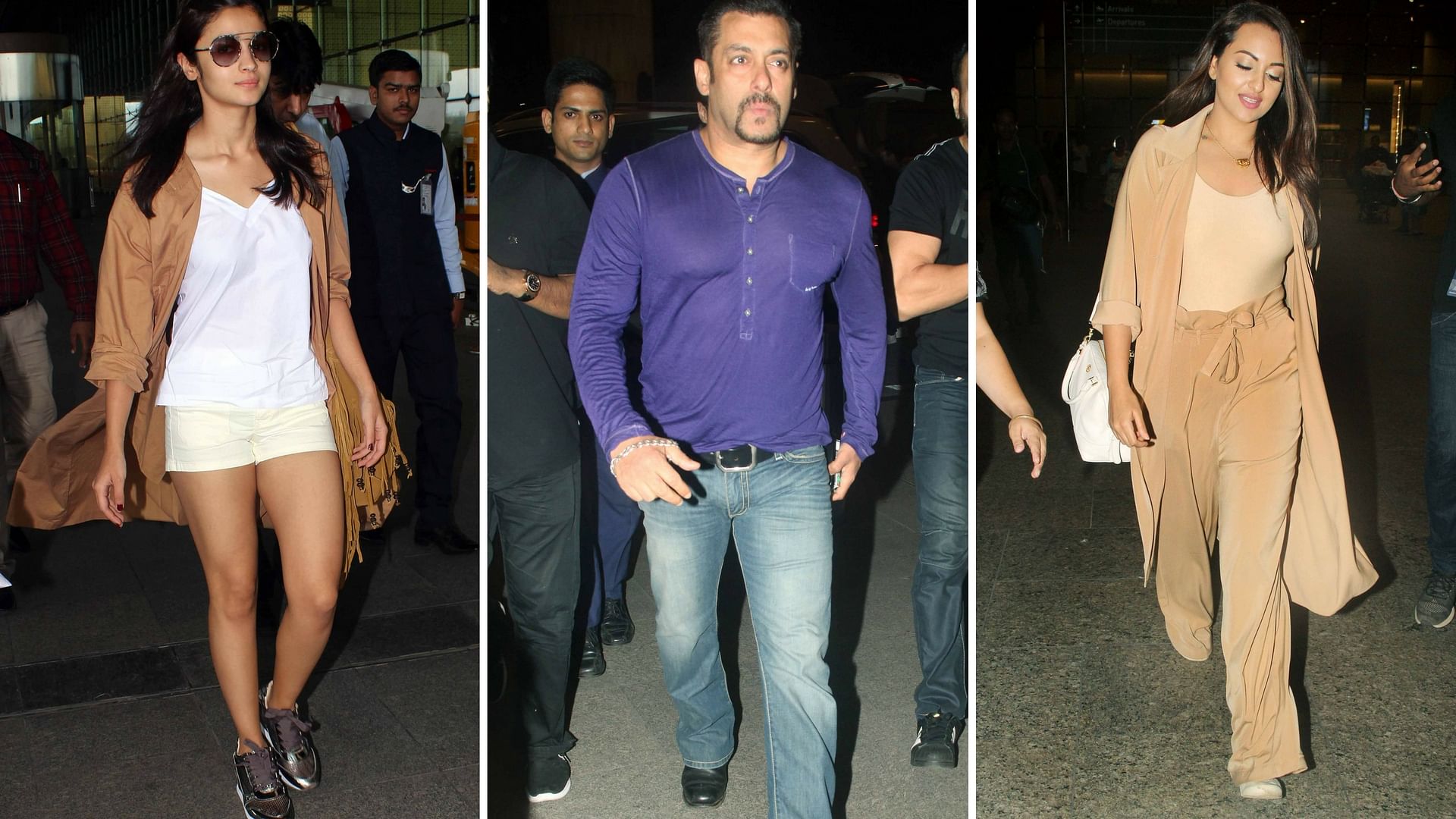 Alia Bhat, Salman Khan and Sonakshi Sinha spotted at the airport. (Photo: Yogen Shah)
