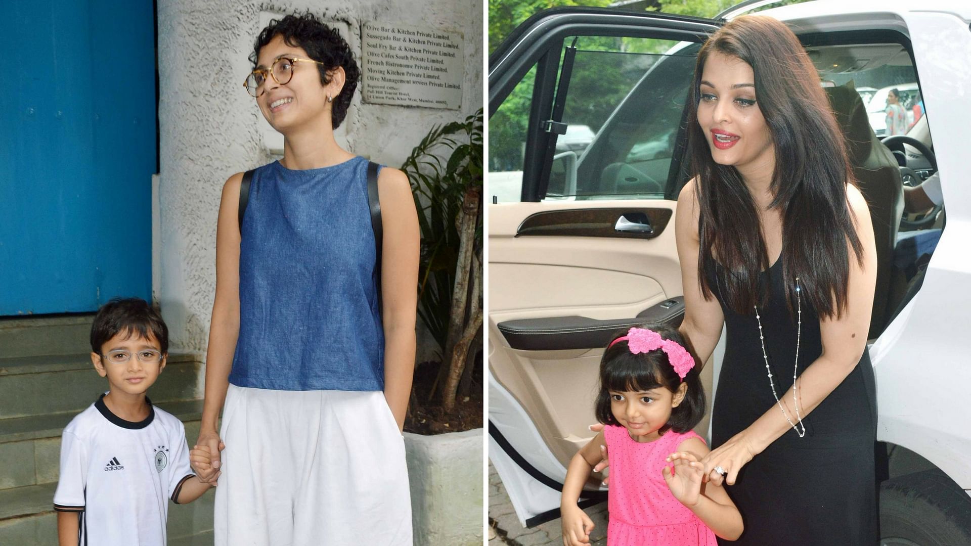 Day out for Azad Rao Khan and Aaradhya Bachchan with their mommies. (Photo: Yogen Shah)