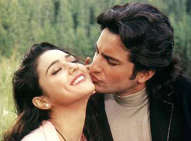 Saif Ali Khan with Preity Zinta in a still from <i>Kya Kehna</i>.