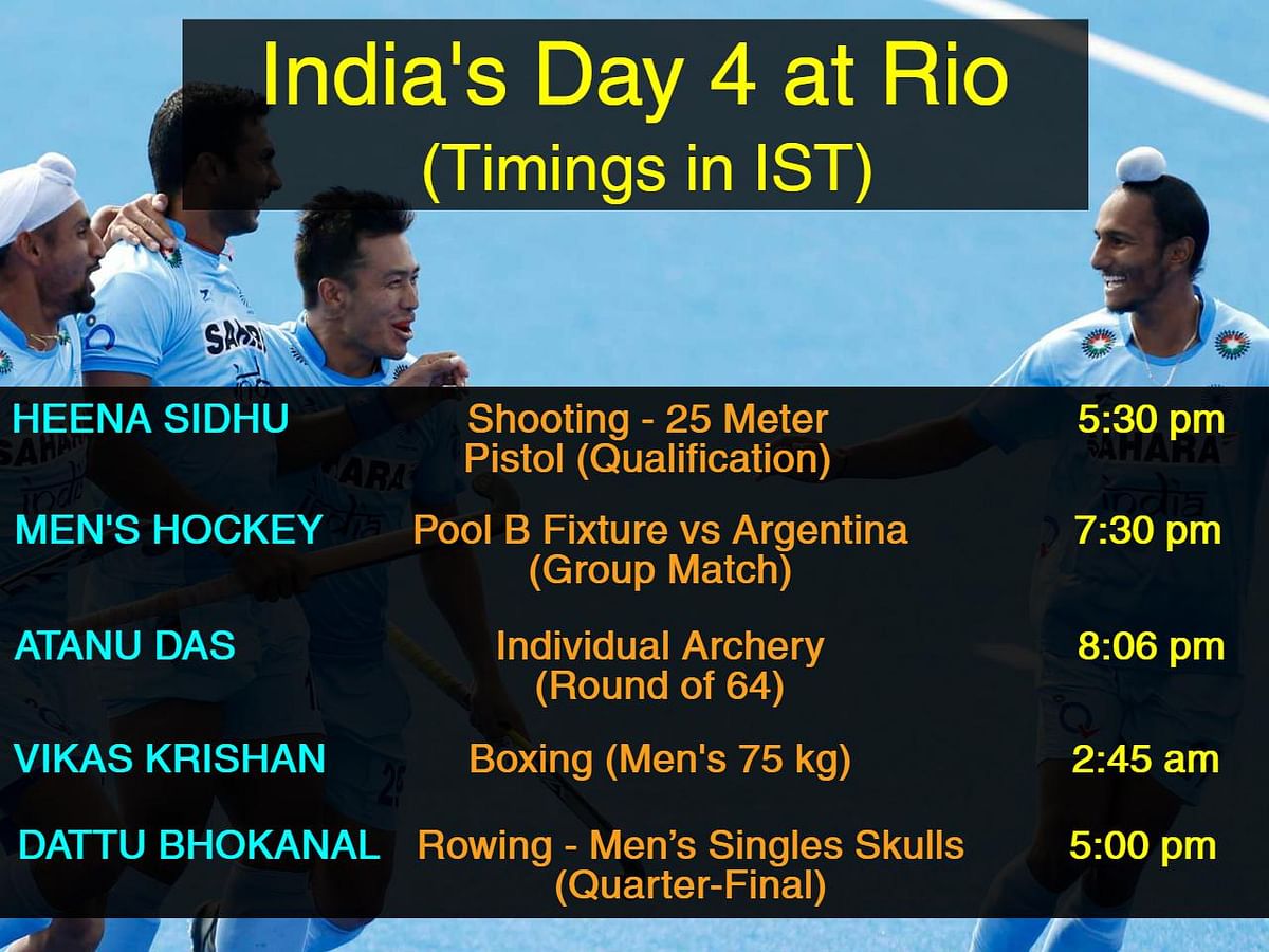 Take a look at India’s schedule for the fourth day of the Rio Olympics.