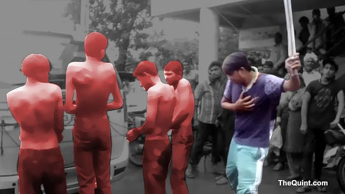 Several young Dalit youths were flogged in Una, Gujarat for allegedly skinning a cow alive. (Photo:<b> The Quint)</b>