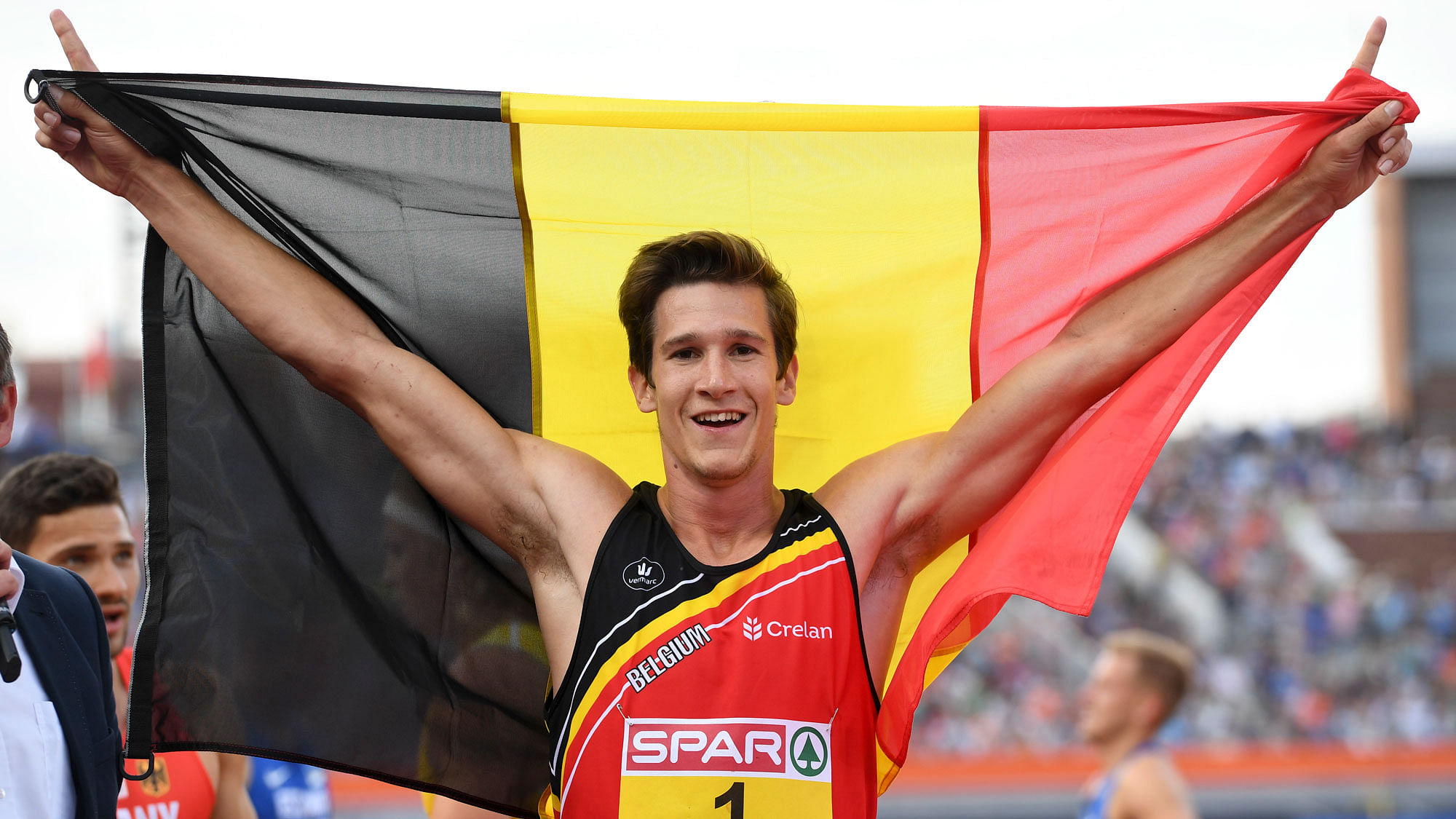 In this Thursday, July 7, 2016 photo, Belgium’s Thomas Van Der Plaetsen celebrates after winning the gold medal in the men’s Decathlon, at the European Athletics Championships in Amsterdam, the Netherlands.   (Photo: AP)