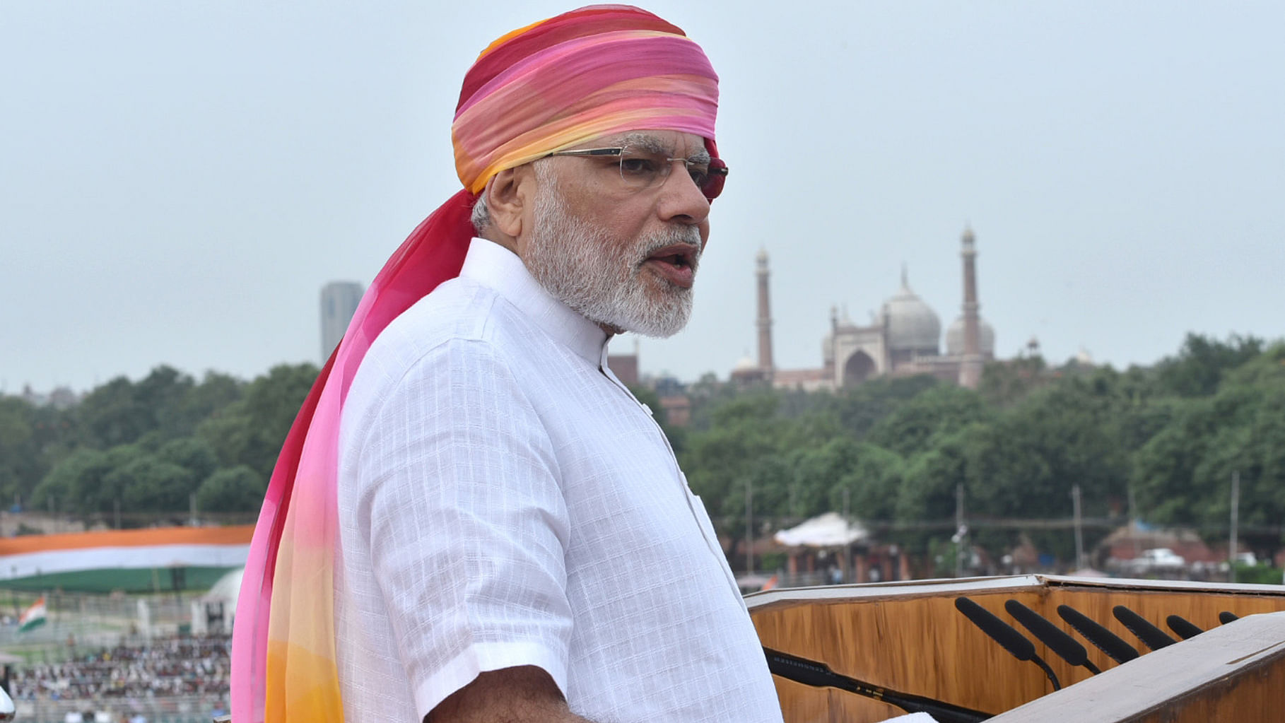 Prime Minister Modi during during his Independence Day address at the Red Fort on 15 August 2016. (Photo: IANS)