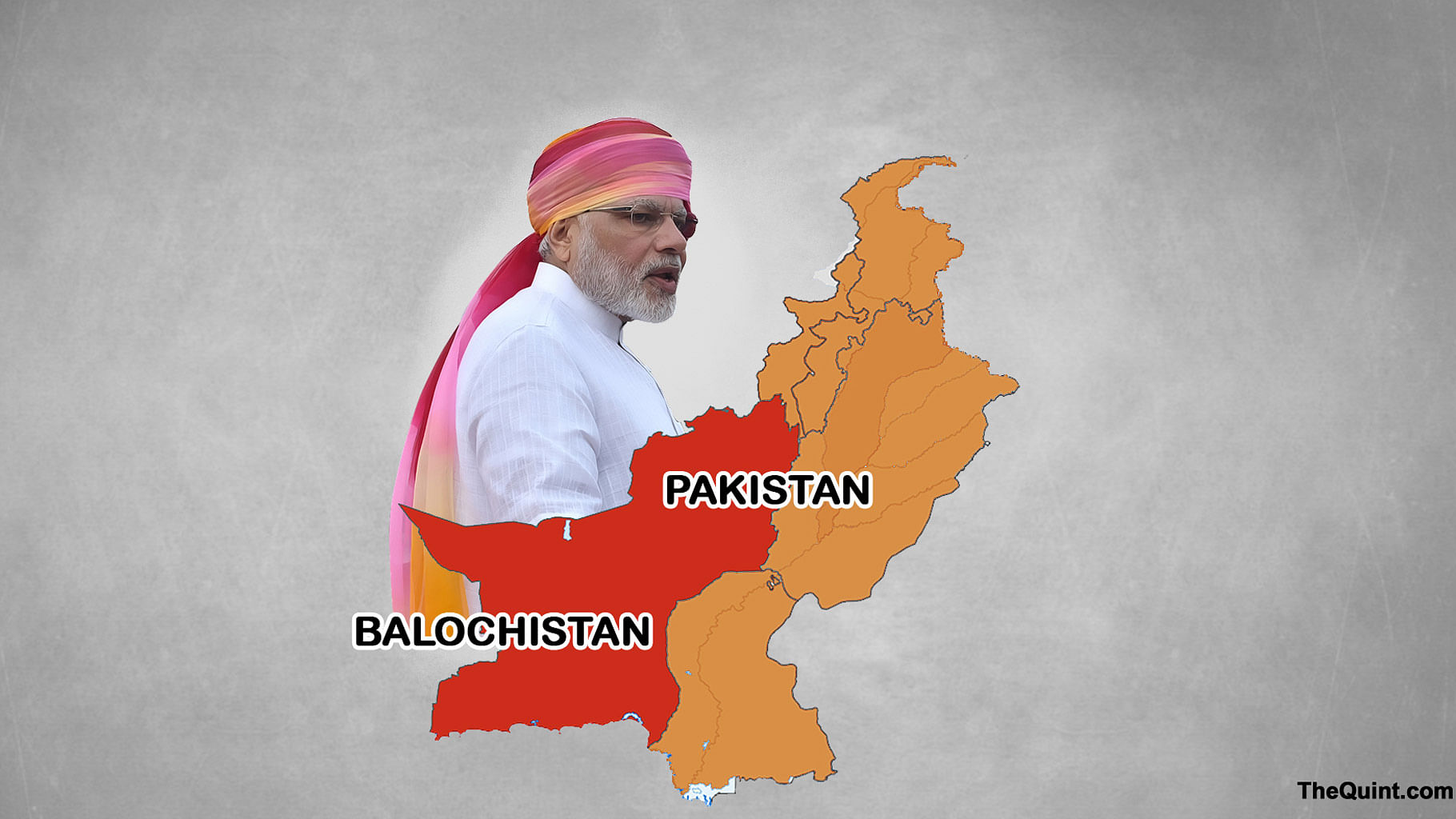 Modi said in his Independence Day speech that he would take up the cause of Baloch people. (Photo: Agencies/Altered by <b>The Quint</b>)