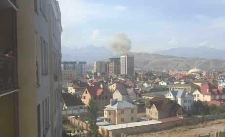 A car explosion near the Chinese Embassy of Kyrgyzstan left one dead. (Photo Courtesy: Twitter/<a href="https://twitter.com/cctvnews">cctvews</a>)