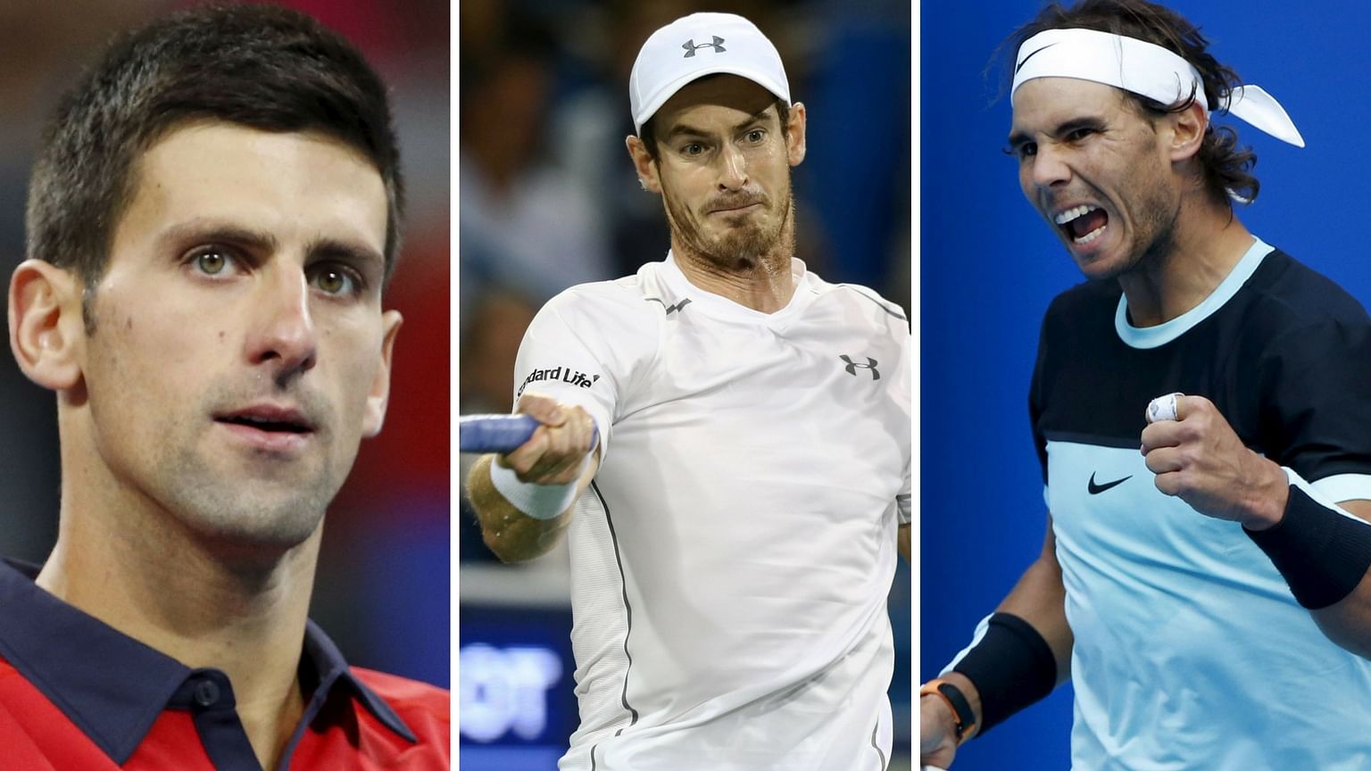 Novak Djokovic (L), Andy Murray (C) and Rafael Nadal (R). (Photo: Reuters)