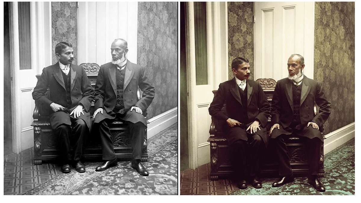 Mahatma Gandhi with a friend in South Africa. (Photo: Dimple Negi)