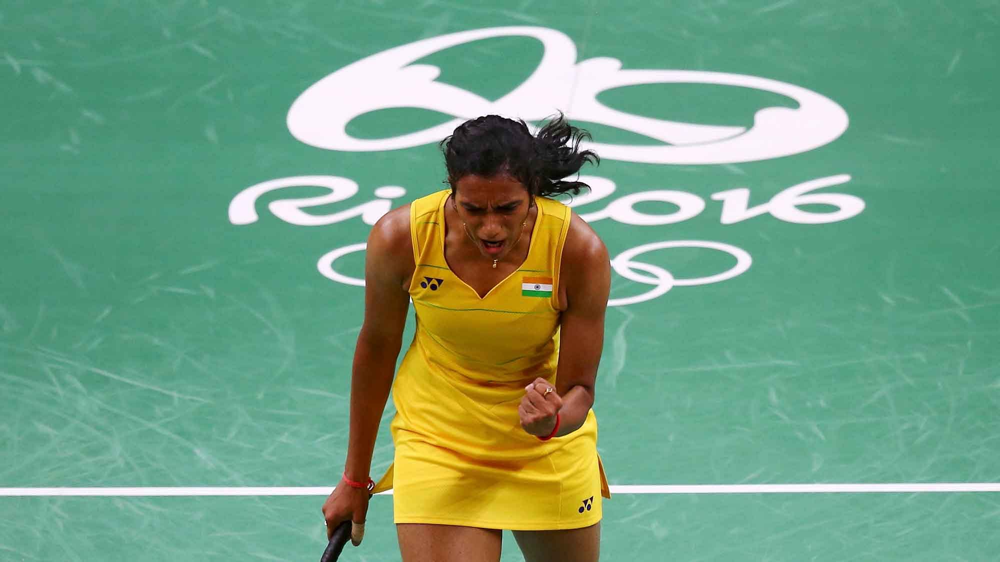 PV Sindhu in action during her women’s singles semifinal at the Rio Olympics. (Photo: AP)