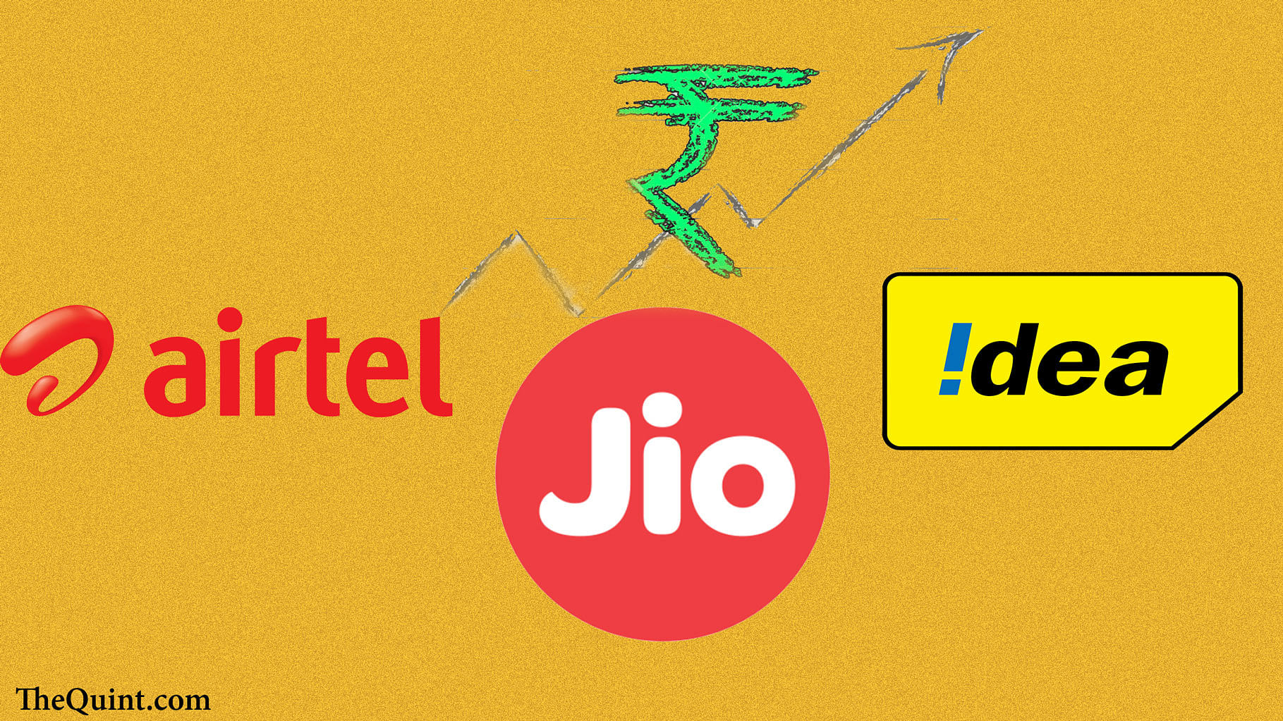 Bharti Airtel lost approximately Rs 9,800 crore and Idea lost roughly Rs 2,450 crore of market cap. (Photo: The Quint)