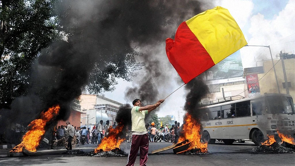 Despite vandals setting fire to around 40 buses at the KPN Travels depot, news channels referred to them as people who fought for a cause. (Photo: PTI)