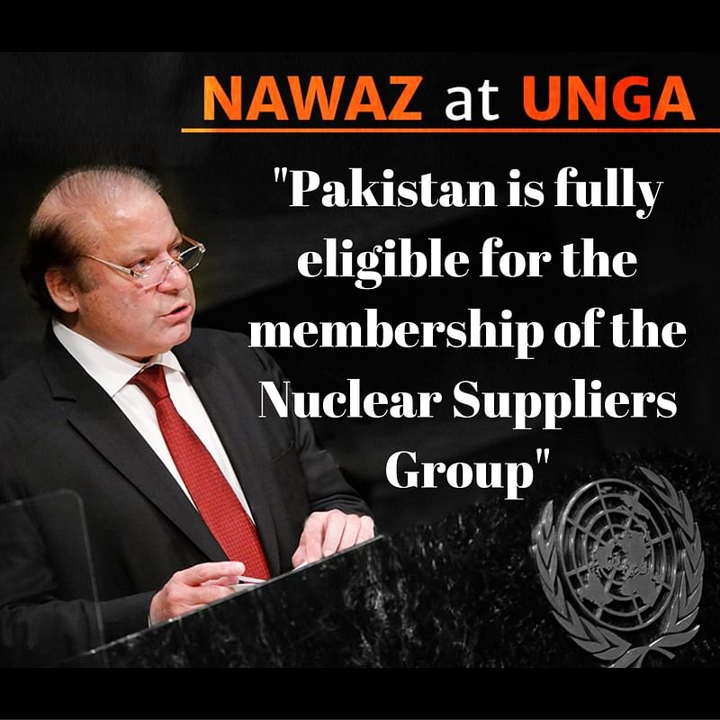 In the UN address, the Pakistani Prime Minister also made a bid for his country’s NSG membership.