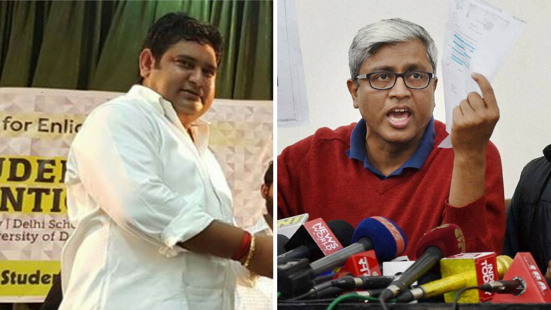 AAP’s Sandeep Kumar (L) and Ashutosh. (Photo: Altered by <b>The Quint</b>)