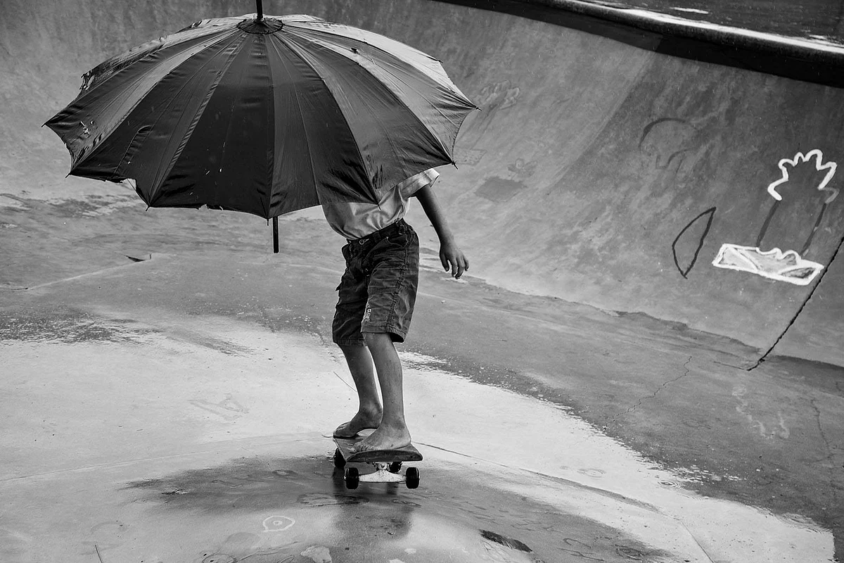 Children get an Adrenalin rush when skateboarding and then things like rains and sun cease to become obstacles. (Photo Courtesy: Vicky Roy)