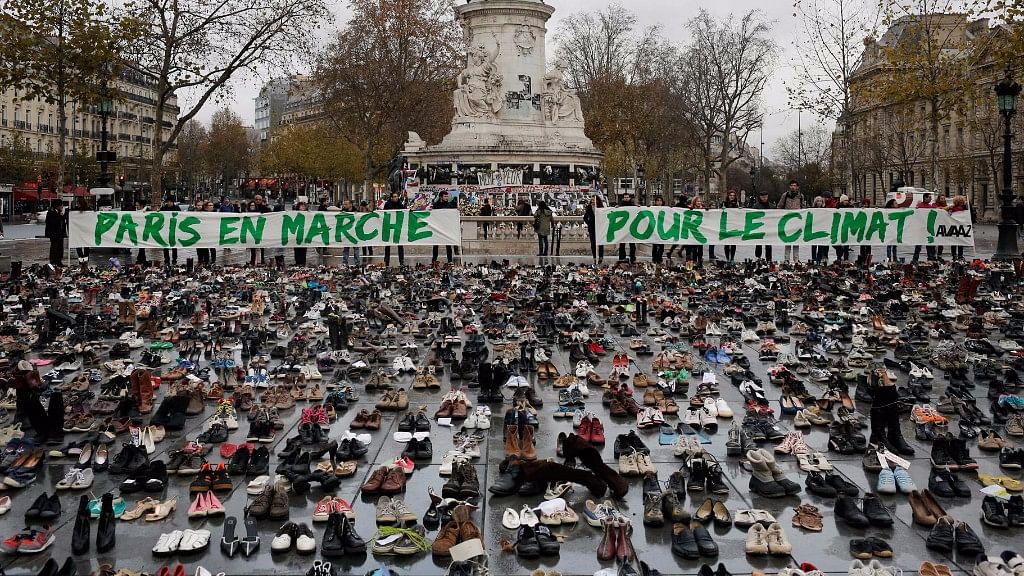 A protest calling for climate action in Paris ahead of the COP21 conference in December 2015. (Photo: AP)