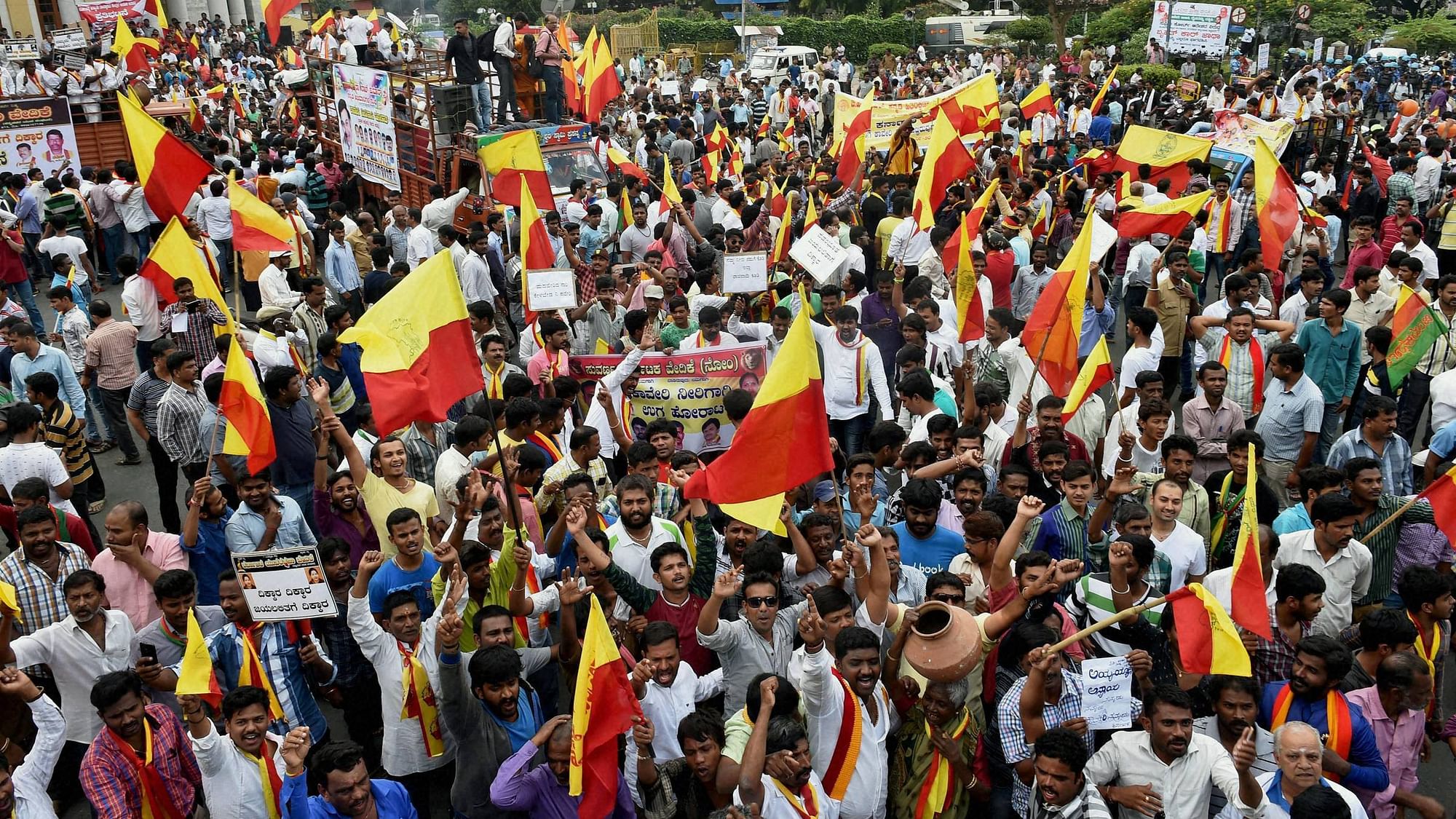 Pro-Kannada groups on protest. Picture for representational purposes.&nbsp;