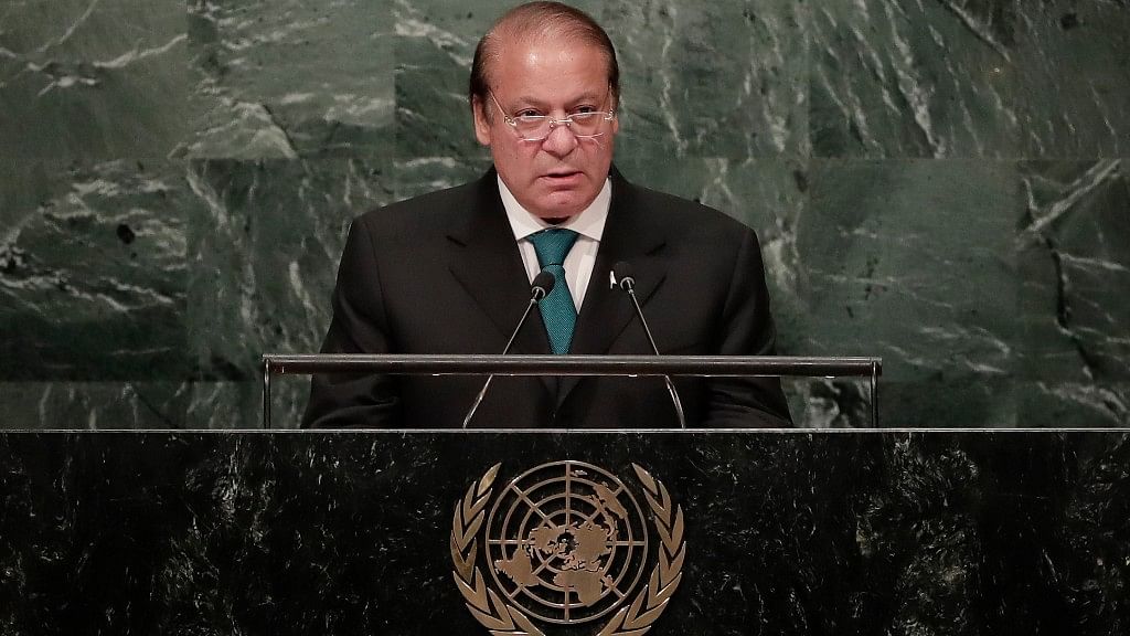 Muhammad Nawaz Sharif, Prime Minister of Pakistan, addresses the 71st session of the United Nations General Assembly. (Photo: AP)