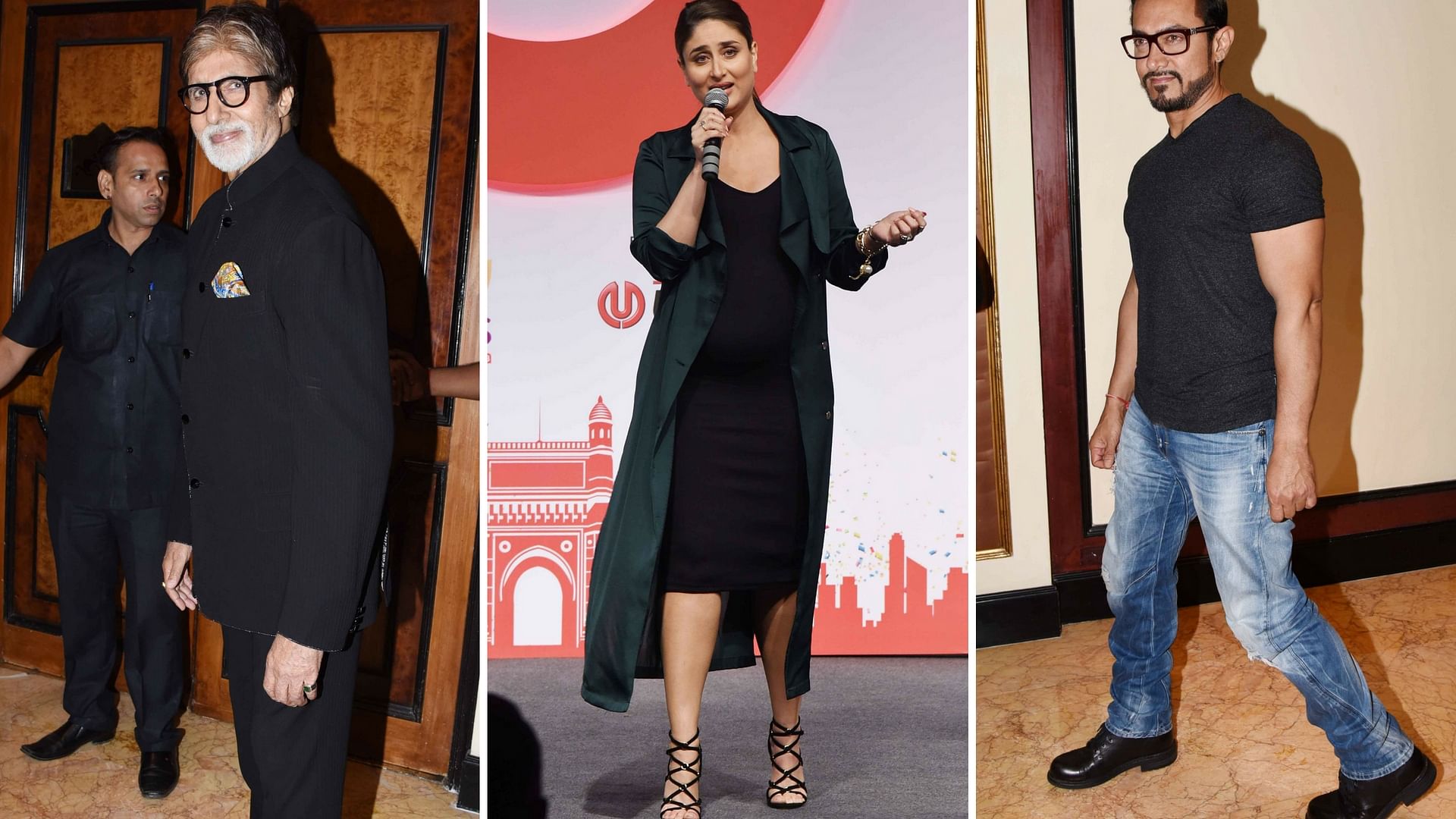 Amitabh Bachchan, Kareena Kapoor Khan and Aamir Khan at the event. (Photo: Yogen Shah)