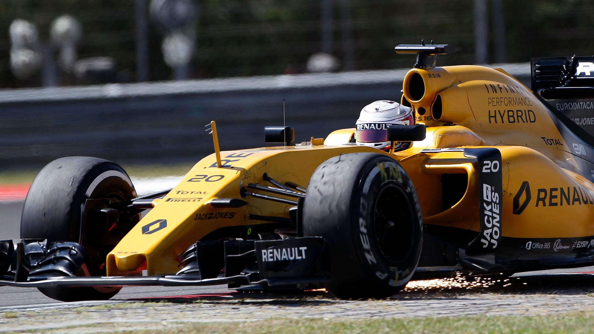 

Renault driver Kevin Magnussen of Denmark steers his car during the second practice session of the Malaysian Formula One Grand Prix. (Photo: AP)