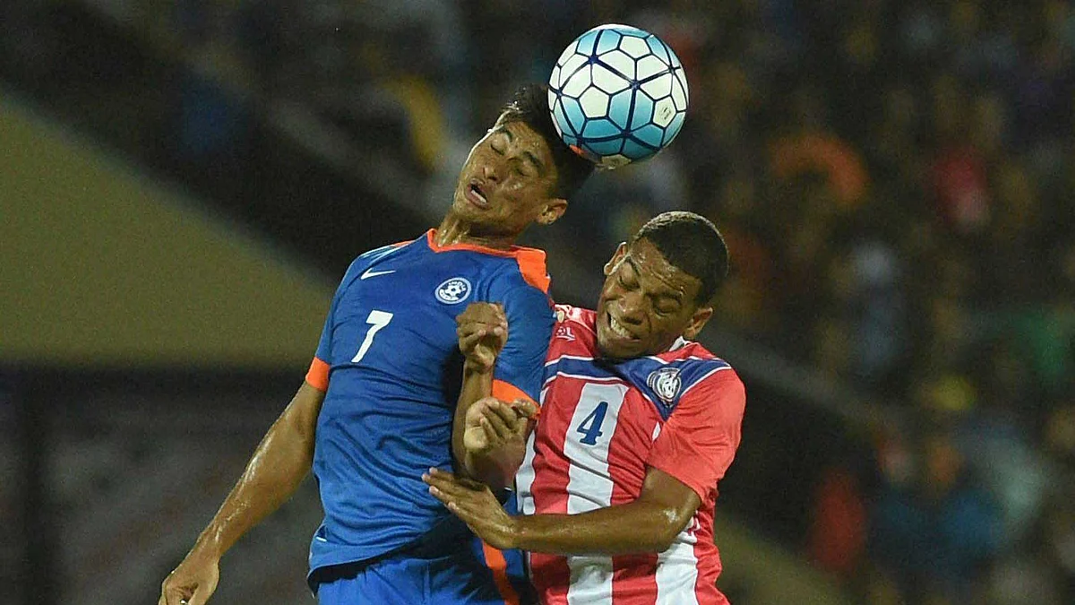 Mumbai: Players in action during a friendly football match between India and Puerto Rico in Mumbai on Saturday. (Photo: PTI)