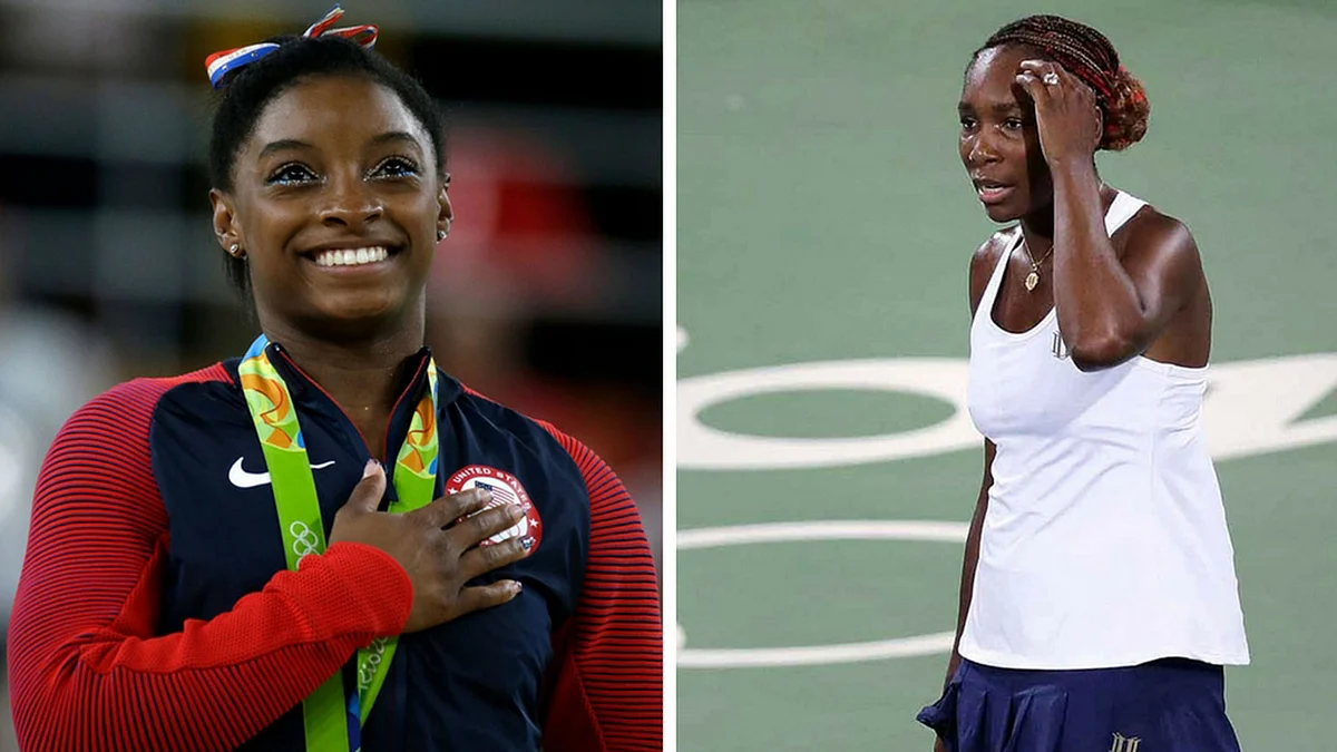 Simone Biles (L) and Venus Williams (R). (Photo: Altered by <b>The Quint)</b> 