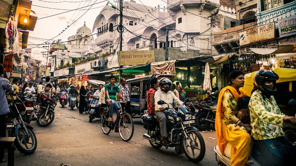 People riding motor bikes in one of the streets of the Sadar Bazaar. (Photo: iStock) 