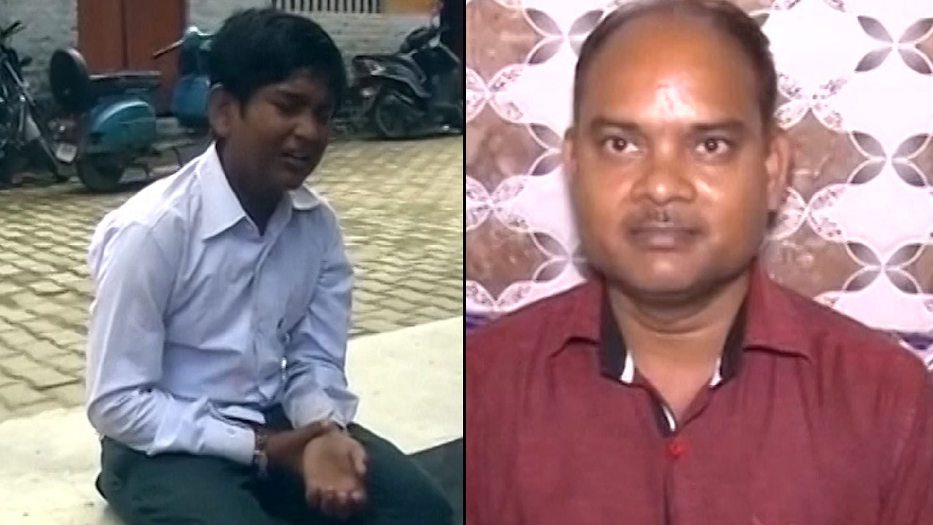 School boy Pradyumna Kumar (left) , alleges he was beaten up by his teacher Ram Kesh (right) for not wearing the correct uniform. (Photo: altered by <b>The Quint</b>)