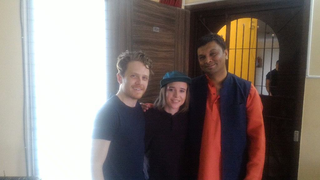 Harish Iyer (extreme right) with Ian Daniel and  Ellen Page. (Photo courtesy: Harish Iyer)