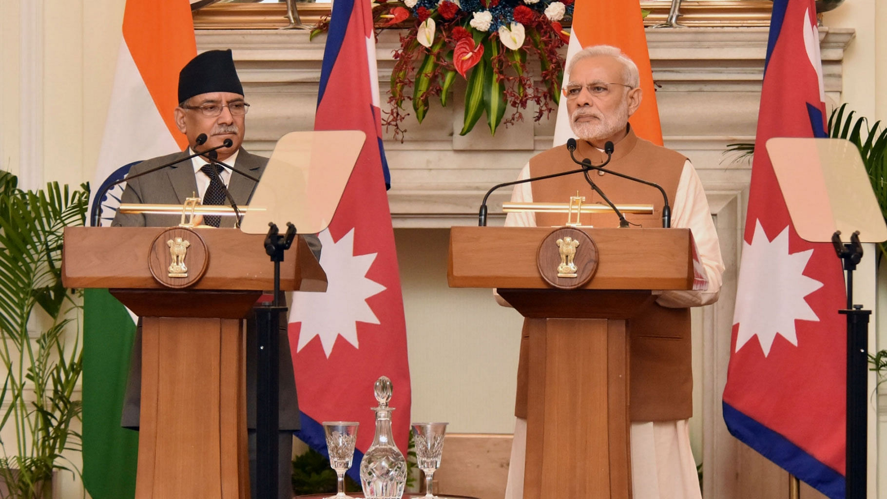 Nepalese PM Prachanda and PM Modi. ‘Global Times’ wrote China “feels tricked” that Nepal relied on Beijing to reduce dependence on India but dumped China later. (Photo: IANS)
