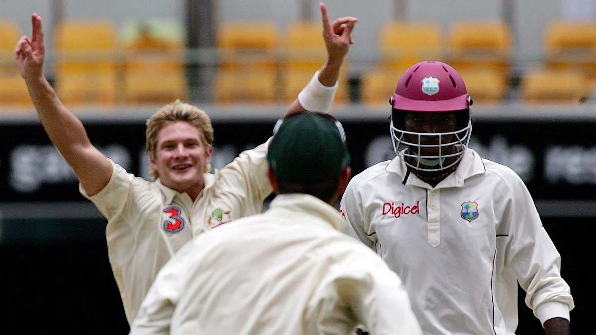 West Indian batsman Chris Gayle walks back after getting dismissed to Shane Watson of Australia in the 1st Test Match at Brisbane in 2005. (Photo: Reuters)