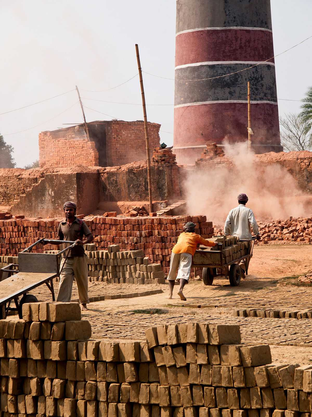 Debt bondage traps numerous labourers  who are trafficked to brick kilns to perpetuate Indian construction industry.