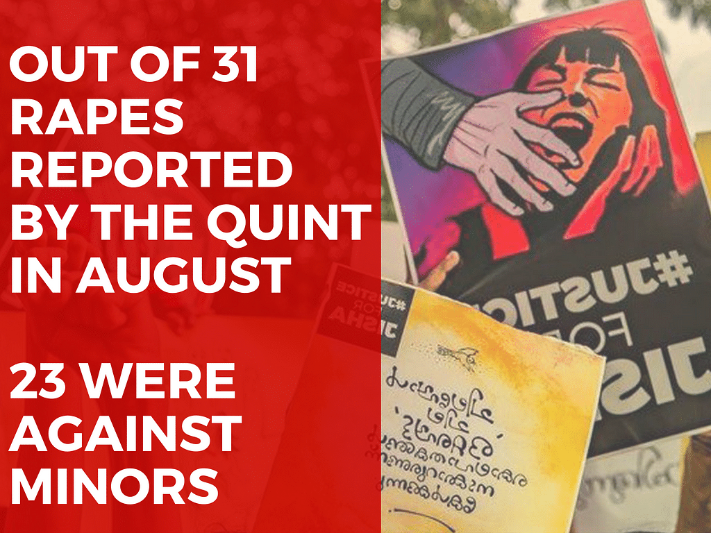 Out of 31 rapes reported by The Quint in August, 23 were rapes against minors. 