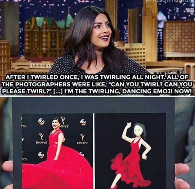 

Priyanka Chopra appeared on Jimmy Fallon’s show and beat the host at a game of ‘apple-bobbing’.