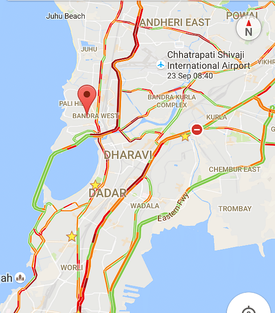

Mumbai and its surroundings plagued by heavy traffic jams on Wednesday. However, train delays were not reported.