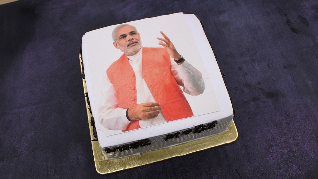The glorious cake we made for our dear Modi ji on his 66th Birthday. (Photo: The Quint)