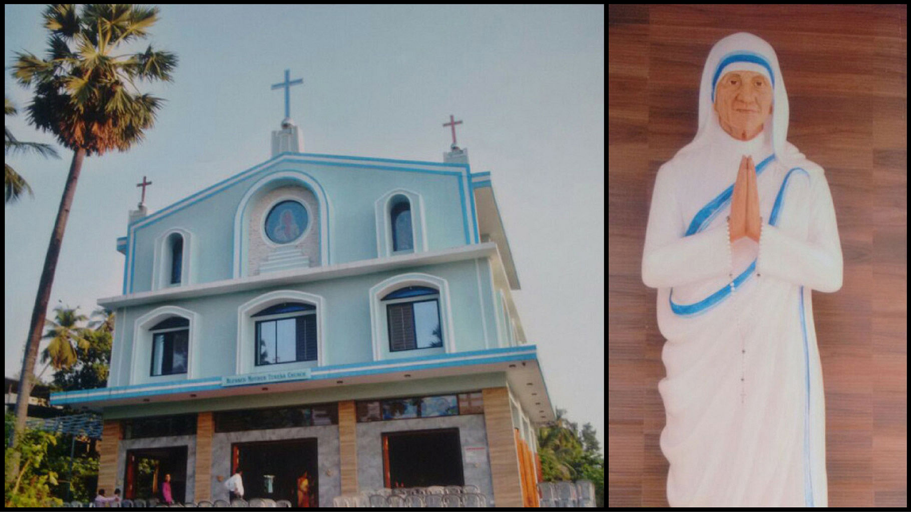 The Blessed Mother Teresa Church in Virar, Maharashtra, will be renamed as ​​“St Mother Teresa Church” on Sunday, 4 September 2016. (Photo: IANS/altered by <b>The Quint</b>)